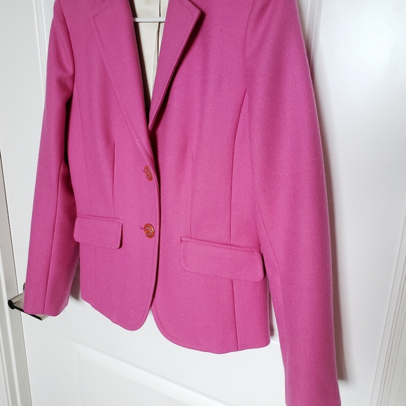 J.Crew Hot Pink 100% Wool Two-Button Blazer - Picture 5 of 11